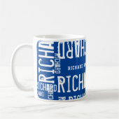 Cool Blue Tasse Moderner Name wiederholt (Links)
