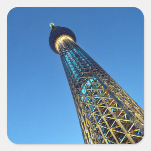 Cool Blue Tokyo Skytree: Japan Quadratischer Aufkleber