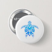 Cool Blue Tribal Turtle Button (Vorne & Hinten)