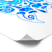 Cool Blue Tribal Turtle Poster (Ecke)
