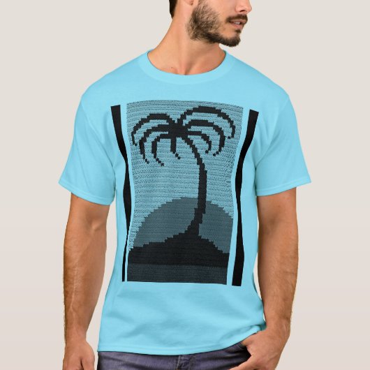 Cool Blue Tropics Palm Tree Kunsthandwerk Crochet T-Shirt (Vorderseite)
