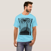 Cool Blue Tropics Palm Tree Kunsthandwerk Crochet T-Shirt (Vorne ganz)