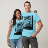 Cool Blue Tropics Palm Tree Kunsthandwerk Crochet T-Shirt (Unisex)