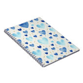 Cool Blue Watercolor Hearts Notizblock (Rechte Seite)