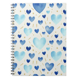 Cool Blue Watercolor Hearts Notizblock
