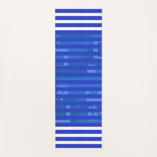 Cool Blue White Geometric Stripes Yogamatte (Vorderseite)