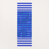 Cool Blue White Geometric Stripes Yogamatte (Rückseite)