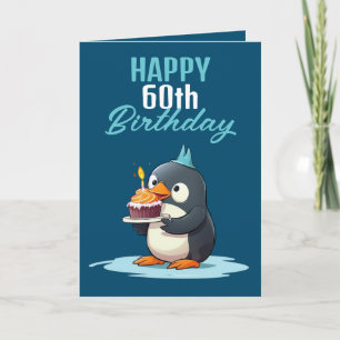 Cool Blue & White Penguin Husband 60. Geburtstag Karte