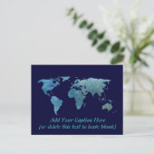 Cool Blue World Map Postkarte (Stehend Vorderseite)