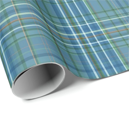 Cool Blue Woven Plaid Pattern Geschenkpapier (Rolleneckpunkt)