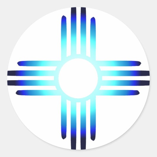 Cool Blue Zia Runder Aufkleber (Vorderseite)