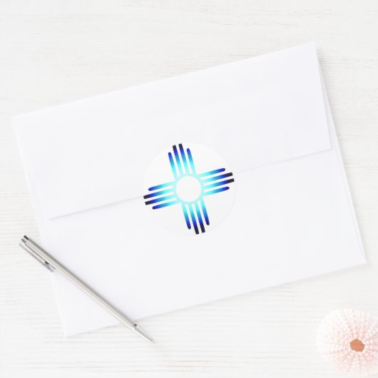 Cool Blue Zia Runder Aufkleber (Umschlag)