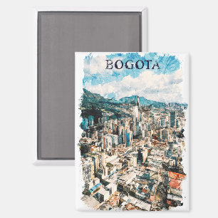 Cool Bogota Kolumbien CIty View Wasserfarbe Magnet