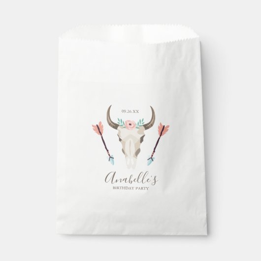 Cool Boho Cow Skull Geschenktütchen (Vorderseite)