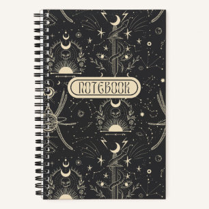 Cool Boho Skulls Stars Moon Spiral Notebook Notizblock