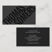 Cool BOLD Black on BLack Typografie Einzigartige M Visitenkarte (Vorne/Hinten)