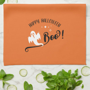 Cool Boo Kleiner Geist Frohes Halloween Orange Geschirrtuch