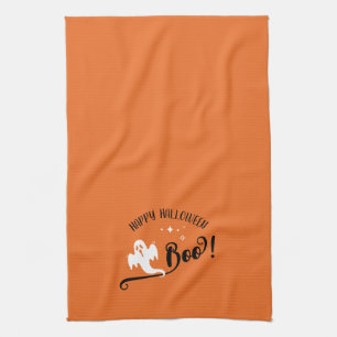 Cool Boo Kleiner Geist Frohes Halloween Orange Geschirrtuch
