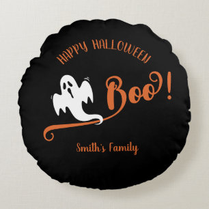 Cool Boo Kleiner Geist Frohes Halloween Schwarz Rundes Kissen