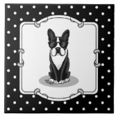 Cool Boston Terrier mit Sonnenbrille (schwarz) Fliese (Vorderseite)