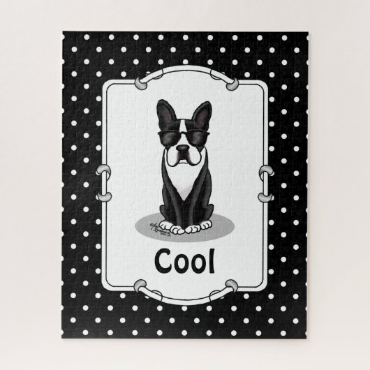 Cool Boston Terrier mit Sonnenbrille (schwarz) Puzzle (Vertikal)