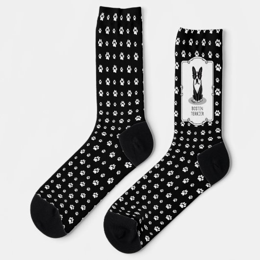 Cool Boston Terrier mit Sonnenbrille (schwarz) Socken (Linkes Detail)
