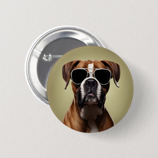 Cool Boxer Dog Button (Vorne & Hinten)