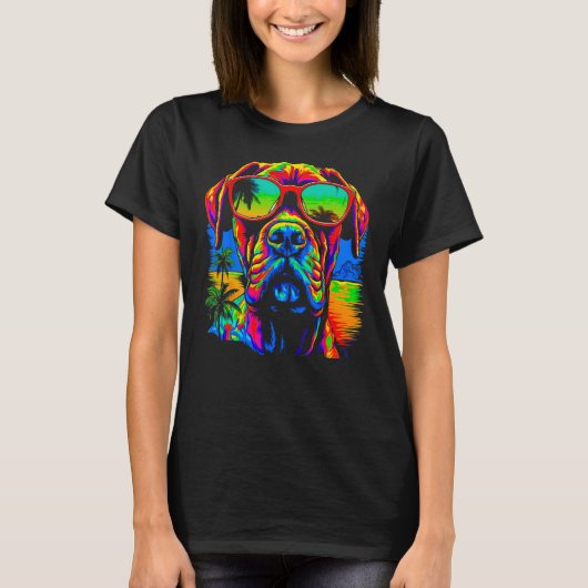 Cool Boxer Dog Pop Art T-Shirt (Vorderseite)