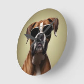 Cool Boxer Dog Runde Wanduhr (Winkel)