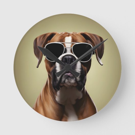 Cool Boxer Dog Runde Wanduhr (Vorderseite)