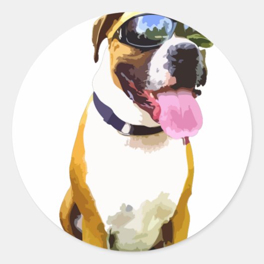 Cool Boxer Dog Runder Aufkleber (Vorderseite)