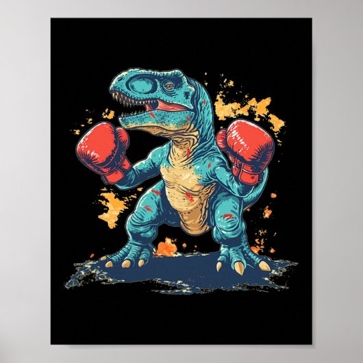 Cool Boxing Gloves With Dinosaur  Poster (Vorne)
