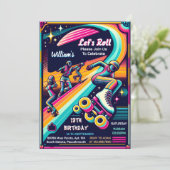 Cool Boys Girls Roller Skaten 13. Geburtstag Einladung (Stehend Vorderseite)