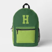 Cool Boys Green Sports Monogram Bedruckter Rucksack (Vorderseite)