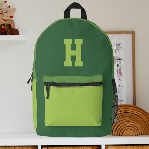Cool Boys Green Sports Monogram Bedruckter Rucksack