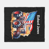 Cool Boys Patriotic Traktor Fleecedecke (Vorderseite (Horizontal))