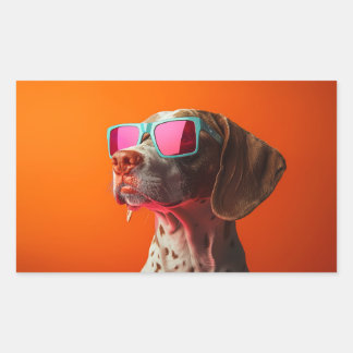 Cool Bracco italiano dog with sunglasses Rechteckiger Aufkleber