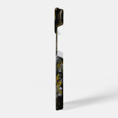 Cool-Braune Braunholzrinde, gelb Flecht Monogram iPhone Hülle (Linke Seite)