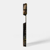 Cool-Braune Braunholzrinde, gelb Flecht Monogram iPhone Hülle (Rechte Seite)