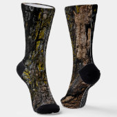Cool-Braune Braunholzrinde, gelb Flecht Monogram Socken (Gewinkelt)