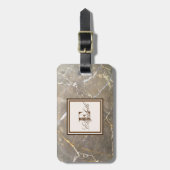 Cool-braune Marmortextur, monogram-Personalisiert Gepäckanhänger (Vorderseite vertikal)