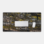 Cool-braune Moosholzbellen Ihr individuelle Name Schreibtischunterlage (Tastatur & Maus)
