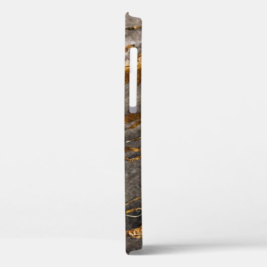 Cool-Braungold-Marmortextur Monogram Case-Mate iPhone Hülle (Rückseite / Links)