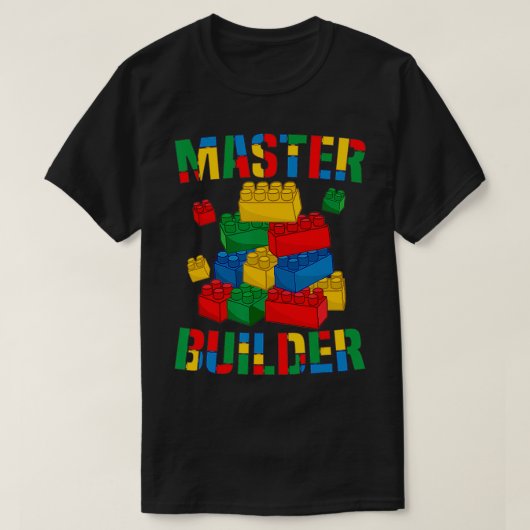 Cool Brick Master Builder Funny Building Blocks Ki T-Shirt (Design vorne)