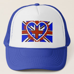 Cool British Flag Heart Design Truckerkappe