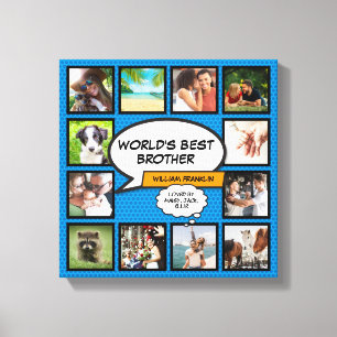 Cool Brother Foto Collage Modern Blue Fun Comic Leinwanddruck