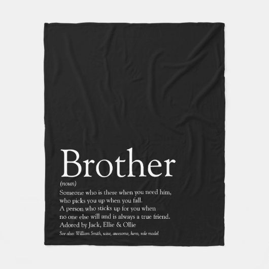 Cool Brother Modern Black and White Fun Fleecedecke (Vorderseite)