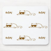 Cool Brown Cat with Sunglasses on White Background Mousepad (Vorne)