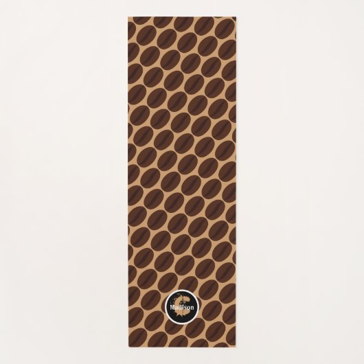 Cool Brown Coffee Bohnen Muster Monogram Yogamatte (Vorderseite)