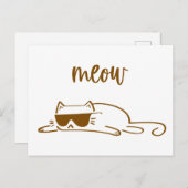Cool brown meow cat with sunglasses postkarte (Vorne/Hinten)